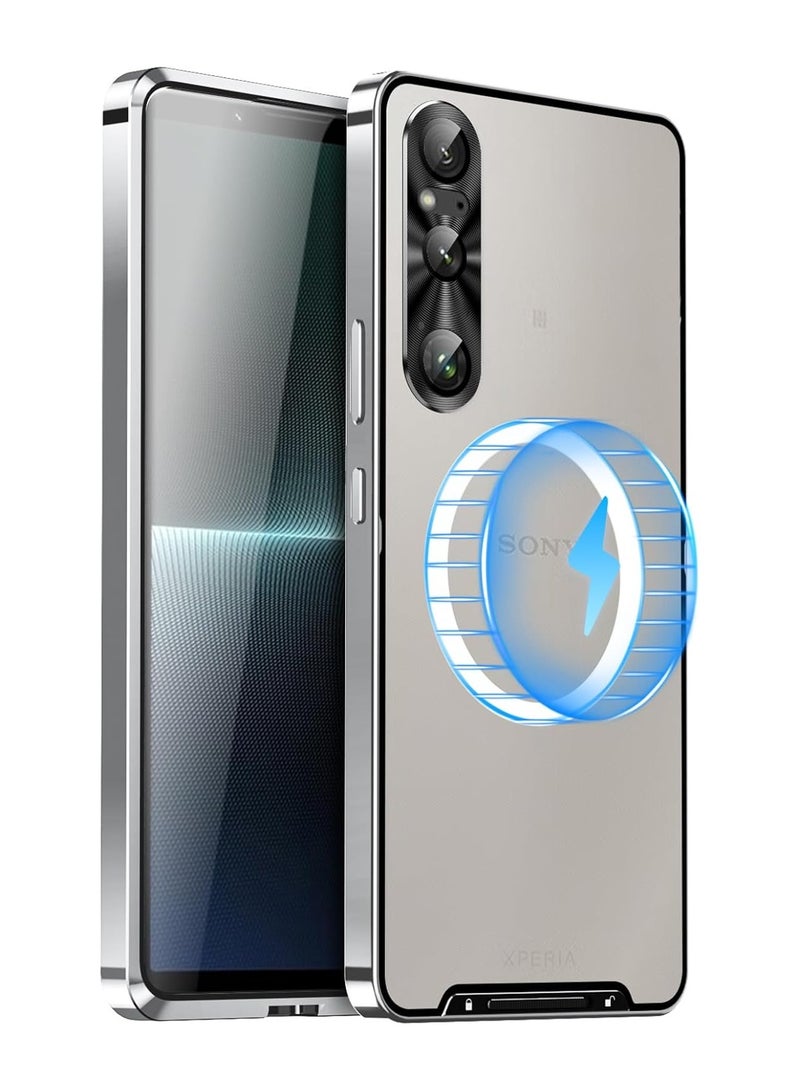 Sony Xperia 1 VI (2024),Magnetic Frosted Anti-Fall Shockproof Case Compatible with Mag-Safe and Wireless Charger,Ultra-Thin Protective Cover with Metal Border - Image 1